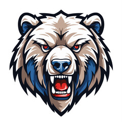 angry grizzly bear head vector art illustration isolated on white background