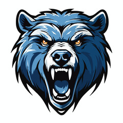 angry grizzly bear head vector art illustration isolated on white background