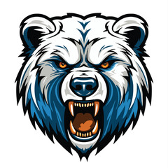 angry grizzly bear head vector art illustration isolated on white background