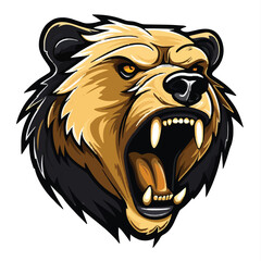 angry grizzly bear head vector art illustration isolated on white background