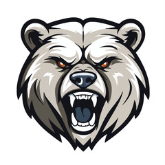 angry grizzly bear head vector art illustration isolated on white background