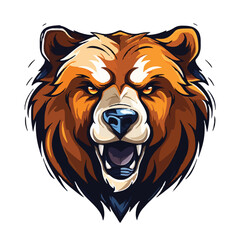 angry grizzly bear head vector art illustration isolated on white background