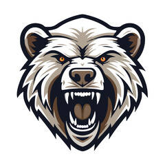 angry grizzly bear head vector art illustration isolated on white background