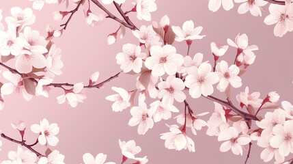 Fototapeta premium Seamless pattern of cherry blossoms in soft pastel colors, ideal for fabric
