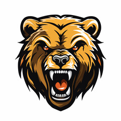 angry grizzly bear head vector art illustration isolated on white background