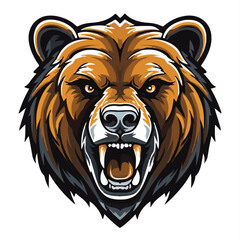angry grizzly bear head vector art illustration isolated on white background