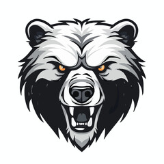 angry grizzly bear head vector art illustration isolated on white background