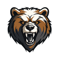 angry grizzly bear head vector art illustration isolated on white background