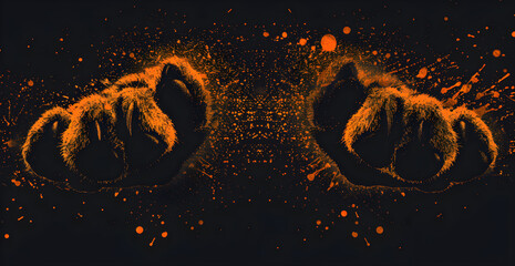 Two hands with orange paint splatters on them