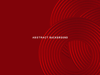Abstract red glowing geometric lines on dark red background. Modern shiny red circle lines pattern. Futuristic technology concept, perfect for covers, posters, banners, brochures, websites, etc.