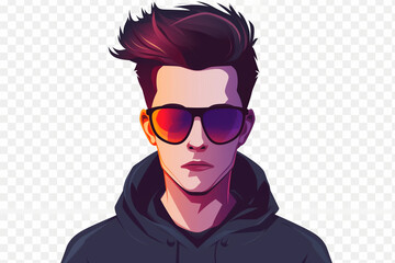 man wearing sunglasses illustration of a person with a smile icon for profile