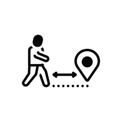 Black solid icon for distance 