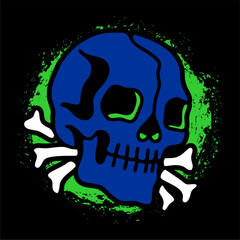 vector tracing artwork illustration skeleton skull symbol of pirates. Can be used as Logo, Brands, Mascots, tshirt, sticker,patch and Tattoo design.