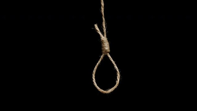 Executioner's Noose On A Black Background, Concept Of Capital Punishment And Hanging.
