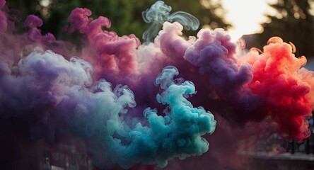 Fototapeta premium a colorful picture of a purple and pink smoke