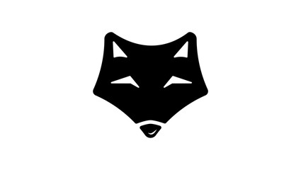 fox face logo, black isolated silhouette