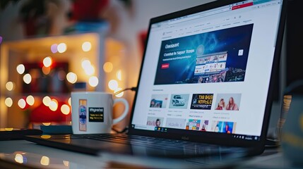 Close-up of a computer screen showing an e-commerce website with customer testimonials