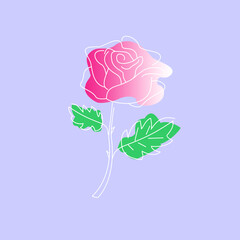 Simple Beautiful Rose Flower Lineart on Square Background Vector Illustration. Suitable for quote illustrations, articles, designs, social media and wallpapers.