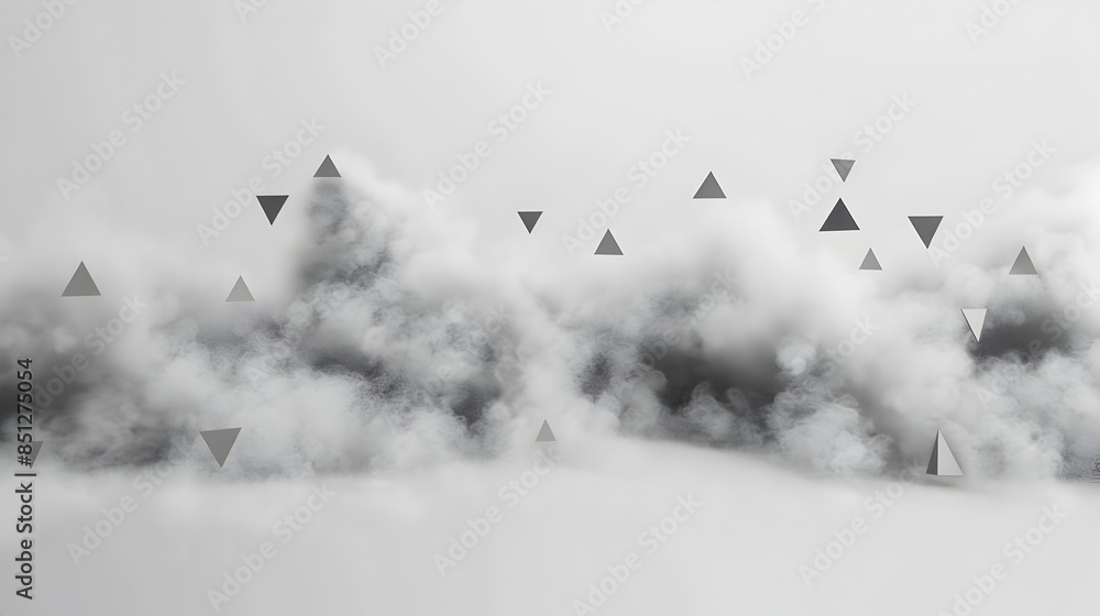 Poster foggy geometric shapes abstract 3d render on white background