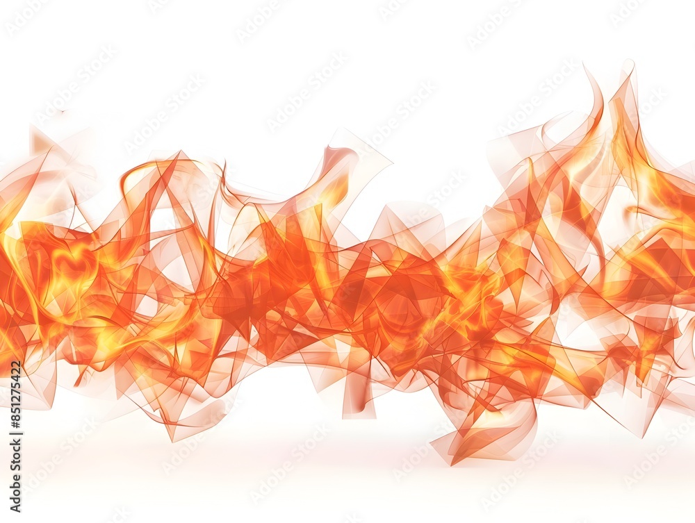 Poster mesmerizing geometric flames: an abstract 3d rendered fiery pattern on a pristine white background