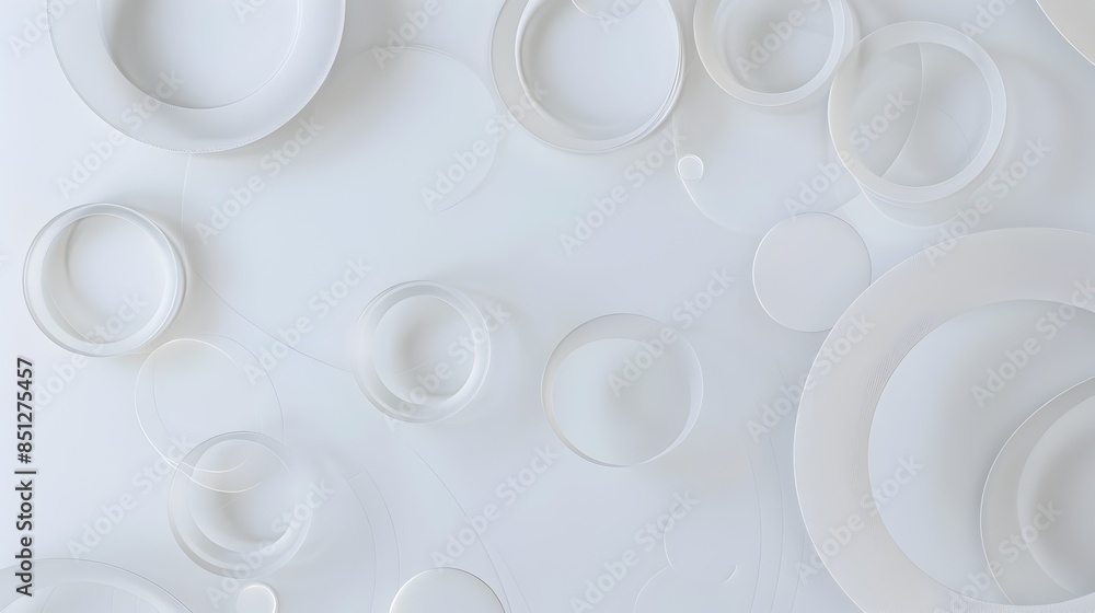 Aufkleber minimalist 3d rendered abstract circular shapes on white background