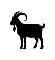 Vector illustration of a black silhouette goat