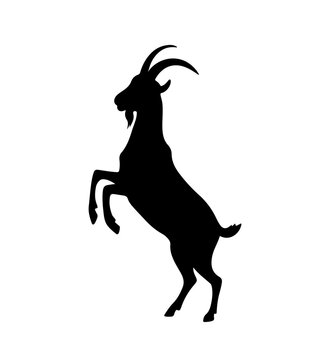 recommend clip art: Vector illustration of a black silhouette goat