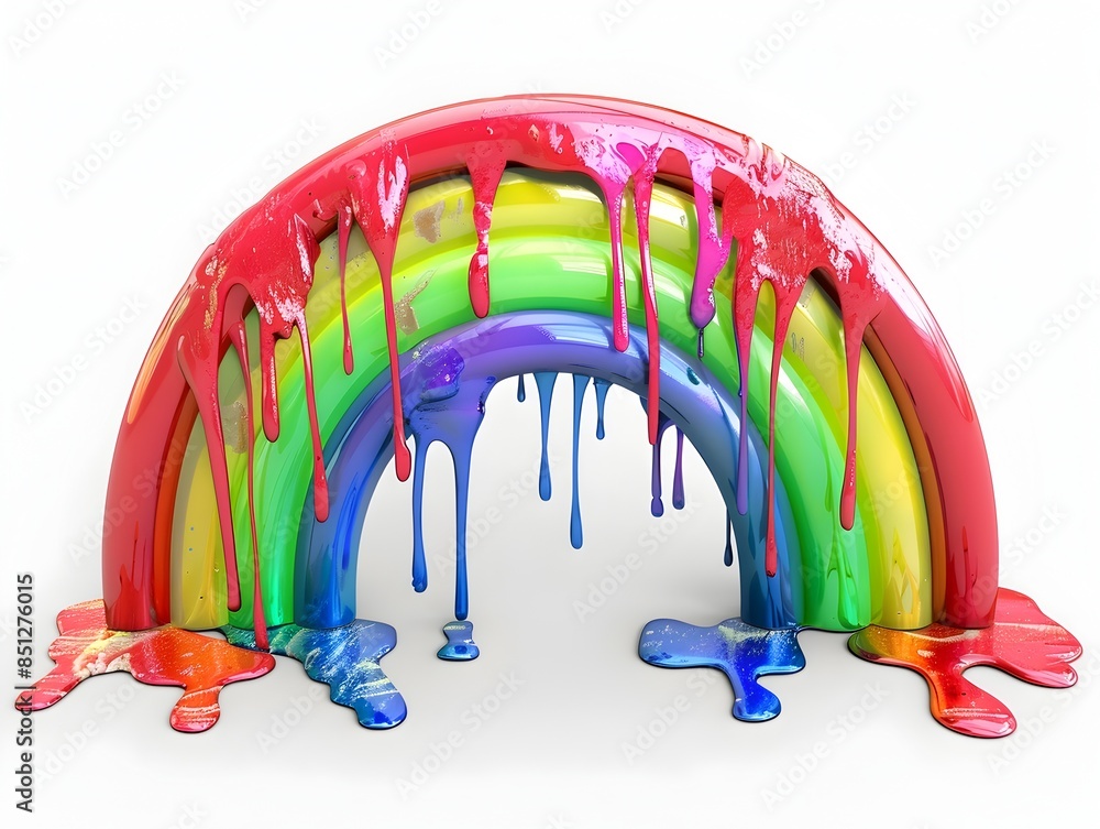 Poster vibrant 3d rendered drizzle in the shape of a captivating rainbow on a clean backdrop