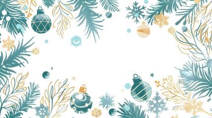Contemporary Festive Christmas Doodle Border Print with Blank Space for Message