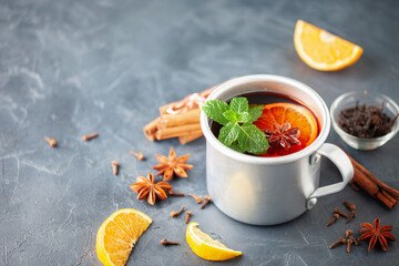 Jagertee - Austrian Hot Wine Punch. Alcohol christmas drink