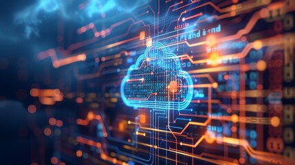 Obraz premium Cloud server hosting and synchronization, global data transfer, cloud computing technology concept.