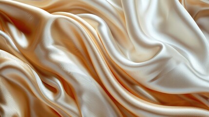 Fototapeta premium Texture of white silk with peaches shine, folds in the form of waves, softly reflecting light