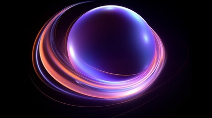 Obraz premium Dynamic Abstract Cosmic Sphere with a Neon Glowing Swirl