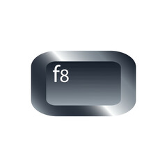 QWERTY button on laptop. Vector. F8 function keyboard with a simple editable design.