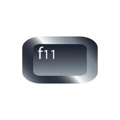 QWERTY button on laptop. Vector. F11 function keyboard with a simple editable design.