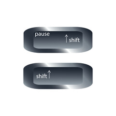 QWERTY button on laptop. Vector. shift/pause function keyboard with a simple editable design.