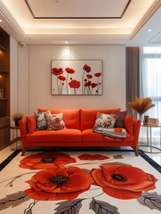 Contemporary Living Room Decor with Chinese New Year White and Red Theme