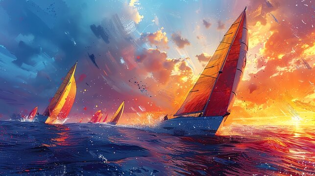 Exciting sailing regattas with colorful sails billowing in the wind