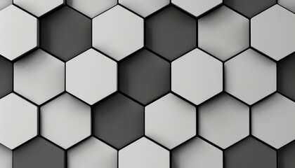 A digital graphic featuring a repetitive pattern of hexagonal cells in grayscale, offering a modern interpretation of minimalism and simplicity in design.