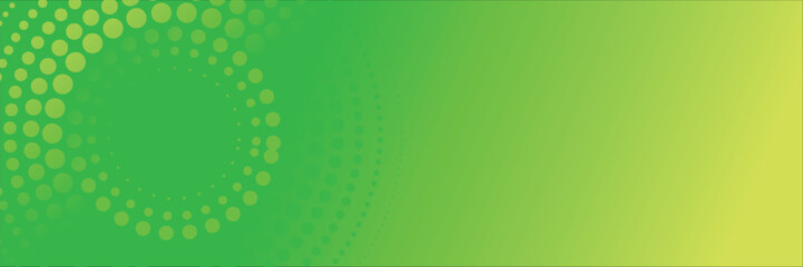 Abstract green gradient vector banner. Halftone dotted minimal contemporary long background, eps10.