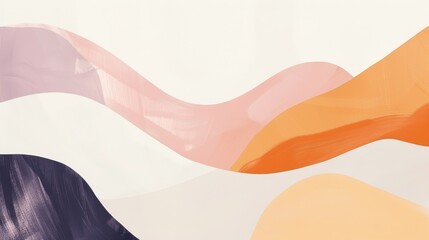 Minimalistic abstract illustration showcasing organic shapes in a minimalist arrangement. Soft pastel hues of minimalist peach and minimalist lilac create a minimalist and serene ambiance, inviting
