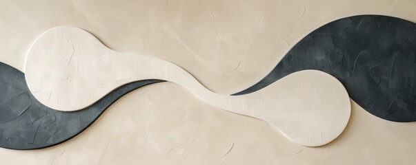 Obraz premium Delicate minimalist forms and organic shapes merge in a minimalist composition that emphasizes simplicity and harmony. Neutral tones of minimalist ivory and minimalist slate gray contribute to the