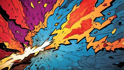 An abstract comic background with a lightning bolt