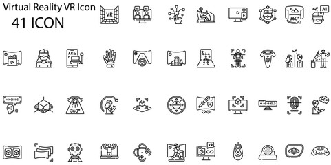 Set of virtual reality vr icons. Gradient style icon bundle. Vector Illustration
