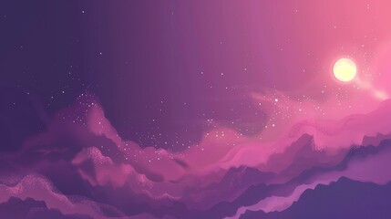Fototapeta premium Minimalist illustration featuring abstract minimalist galaxies and minimalist cosmic dust clouds. Soft gradients of minimalist intergalactic purple and minimalist nebula pink create a gentle and