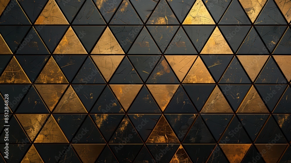 Wall mural Gold and black geometric pattern background, simple and sophisticated,