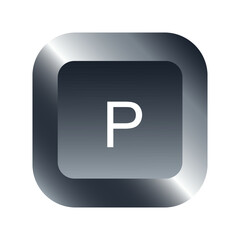 QWERTY button on laptop. Vector. P-letter keyboard with a simple editable design.