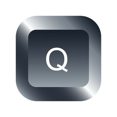 QWERTY button on laptop. Vector. Q-letter keyboard with a simple editable design.