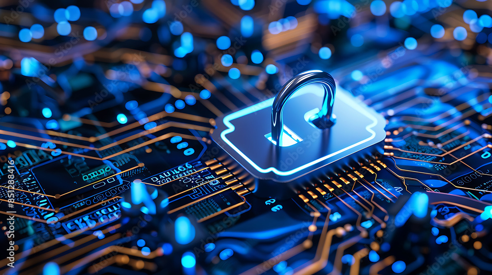 Poster protecting business data and privacy online: cybersecurity strategies for information security.