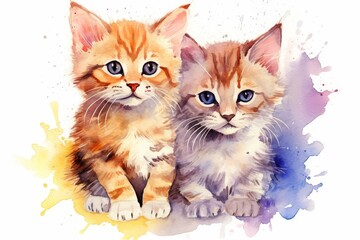 Adorable feline art with two cute faces perfect for cat lovers.